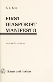 Kitaj, R. B. First Diasporist manifesto :