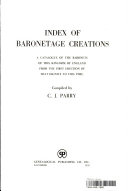 Parry, C. J. Index of baronetage creations;