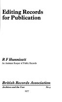 Hunnisett, R. F. Editing records for publication /